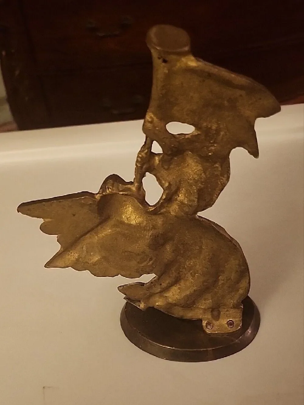 Brass Angel Candle Holder - Ornate Winged Figure